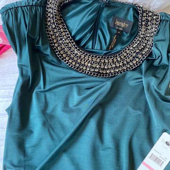 NWT Laundry by Shelli Segal green ruched dress - Picture 7 of 8